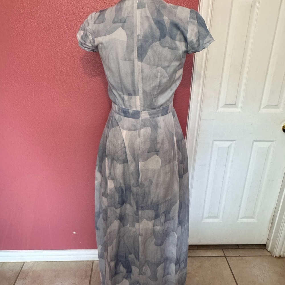 Anne Gorke Elegant Blue Patterned Dress - Picture 6 of 13